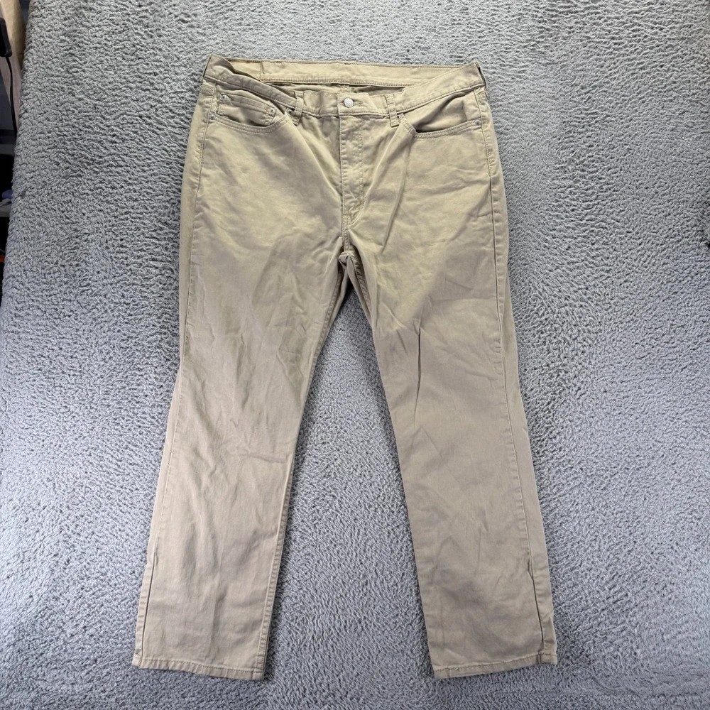 Levi's 514 Jeans Men's 40x30 Beige Cotton Denim Straight Workwear Travel Stretch
